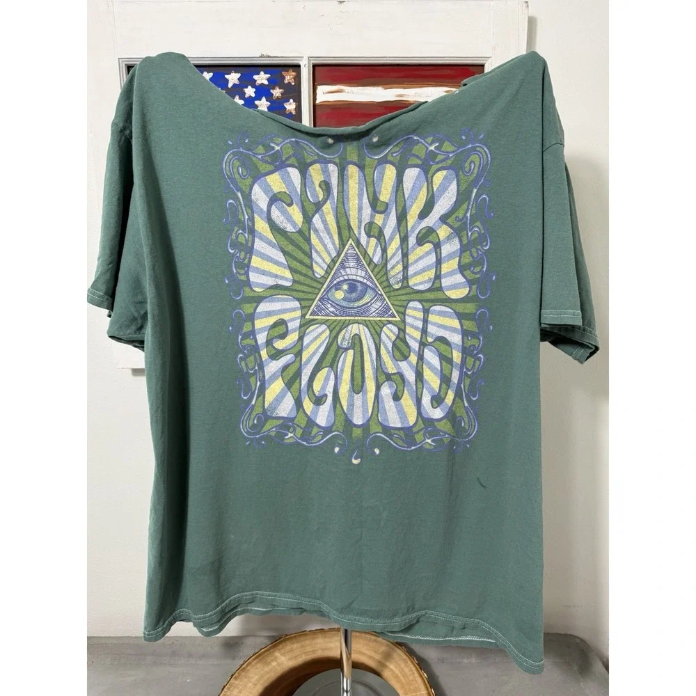 Vintage Green Pink Floyd Size XL - Note Altered / Cut Collar - See Photos - Picture 1 of 7